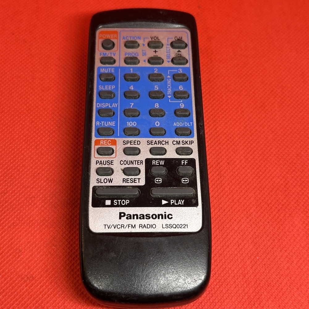 Panasonic TV/VCR/FM Radio Remote Control LSSQ0221 Black  TESTED WORKS No Cover